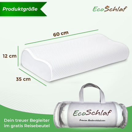 EcoSchlaf® Orthopedic Pillow 2025 Premium Neck Support Pillow – Certified – Side Sleeper Pillow Neck Pillow Made of Soft Memory Foam – Ergonomic Pillow – Neck Pain – Height Adjustable