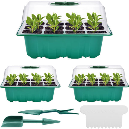 Mini greenhouse cultivation, 3 pieces indoor greenhouse cultivation box, seedling starter trays, greenhouse cultivation trays with lid ventilation
