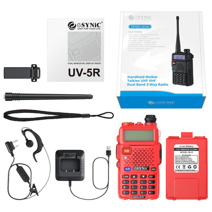 eSynic Professional Rechargeable UV5R Radio 128 Channels Walkie Talkie