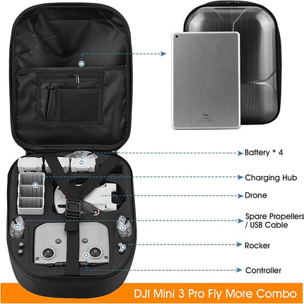 Kethvoz Mini 3 Pro Bag Transport Case, Hardshell Backpack Backpack to Carry DJI Mini 3 Pro Fly More Kit Drone Accessories, Waterproof DJI RC Transport Bag Carrying Case