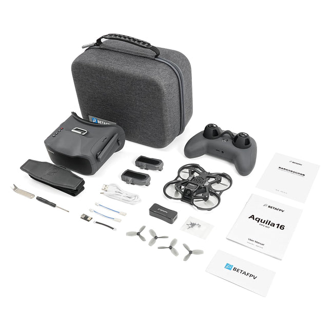 BETAFPV Aquila16 FPV Kit with LiteRadio 2 SE Transmitter for Simulator, VR03 Goggles with DVR Recording Function, 3 Flight Modes, Supported 1S RTF Kit for FPV Beginners for Indoor and Outdoor Flying