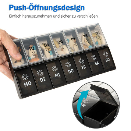 Pill box 7 days morning evening large, pill box 14 days evening XL large dispenser medication large pill box medication box 7 days for vitamins, dietary supplements and medications
