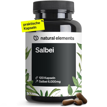 Sage – 120 Capsules – 6000mg sage per daily dose – Sage extract 10:1 – vegan, high dosage, without unnecessary additives – produced in Germany &amp; laboratory-tested