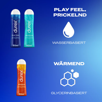 Durex Play Lubricant Versatile Mix Pack for Women &amp; Men - Set with water-based lubricant for sex &amp; condom-compatible (3 x 50 ml)
