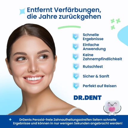 DRDENT Professional Teeth Whitening Strips 21 Applications - Enamel Safe - No Sensitivity - Professional Teeth Whitening Strips - 42 Strips + Mouth Opener Included