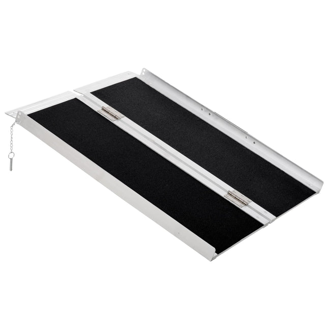 HOMCOM Wheelchair Ramp 2-Way Foldable 91 cm up to 270 kg Load Capacity Aluminum Non-Slip Ramp Portable Access Ramp for Wheelchair, Stairs, Home, Steps