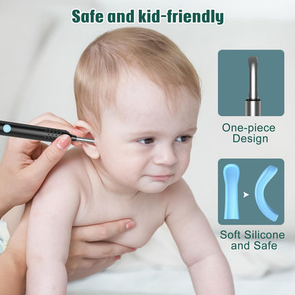 Earwax Remover Otoscope, LMECHN 1080P HD Otoscope, WiFi Ear Cleaner with Camera, Otoscope with 6 LEDs, IP67 Waterproof Otoscope Ear, for iPhone, Android, iPad, Black
