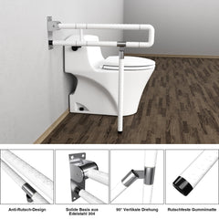 Vigevee wall support handle support aid WC grab bar 60CM toilet support folding handle non-slip for seniors foldable toilet stand-up aid wall mounting load up to 150 kg