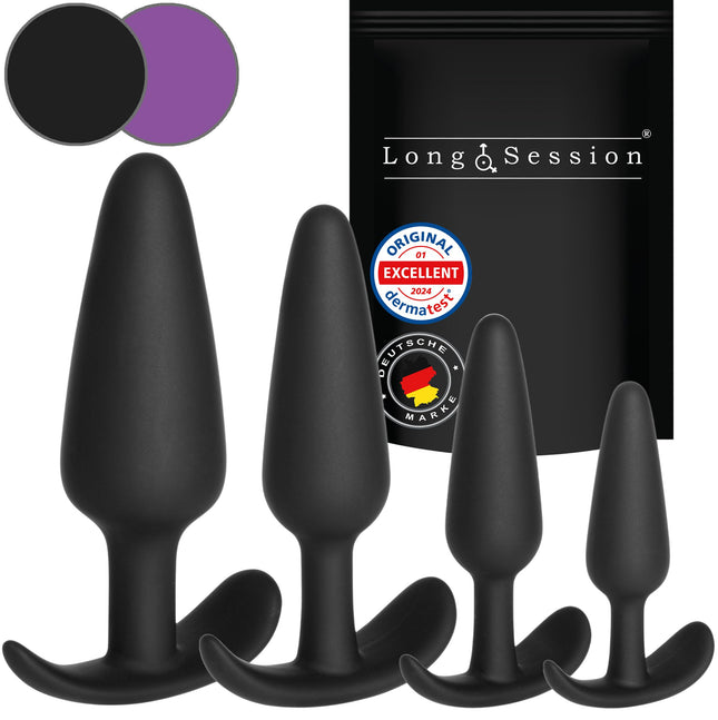 Long.Session® Anal Plug Set THE ORIGINAL made of skin-friendly silicone, butt plug for women and men, anal plug for beginners and advanced users