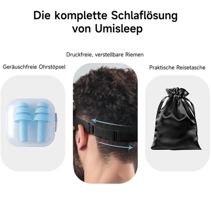 Umisleep Breathable 3D Sleep Mask for Side Sleepers, Comfortable, Lightweight Sleeping Eye Mask for Men and Women, with Storage Bag &amp; Earplugs for Airplane, Travel, Office, Black