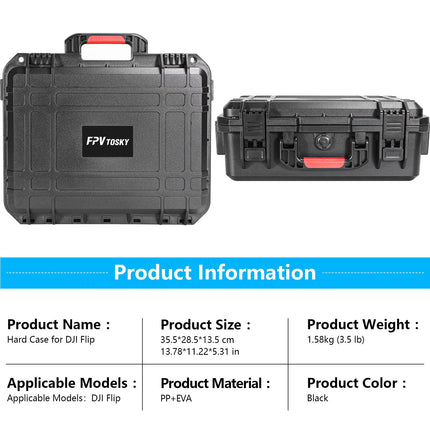 PFVtosky case for DJI Flip, Portable waterproof hard case with shoulder strap for DJI FLIP drone and battery accessories (for DJI RC2 controller)