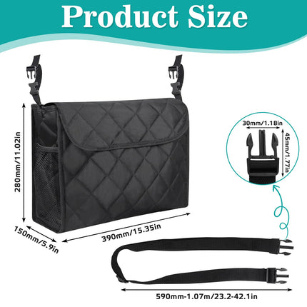 WPPQWP Wheelchair Bag Rear, Wheelchair Accessories, Waterproof Bag for Rollator, Universal Rollator Bag, 39 x 29 x 15 cm (Black)