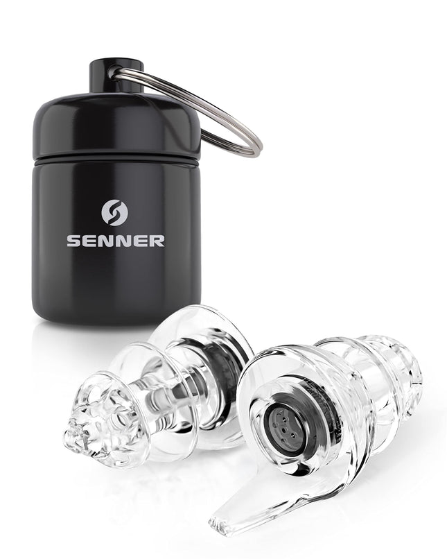 Senner ® MotoPro hearing protection - earplugs for motorcycles and motorsports, easy to wear and quiet, reduces wind noise, traffic remains audible, with aluminum container, reusable, noise protection earplugs