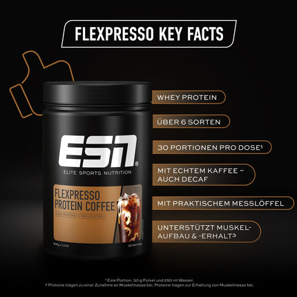 ESN Flexpresso Protein Coffee, Coffee, 908 g, Creamy protein coffee with up to 22 g of protein per serving - made in Germany (packaging may vary)