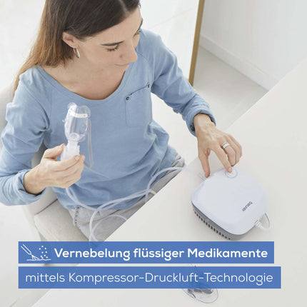 Beurer IH 18 Inhaler with Compressor Air Technology, Inhalation Device for the Treatment of the Upper and Lower Respiratory Tract, Suitable for Adults and Children, White, 8-Piece Set