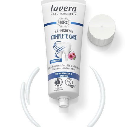 lavera Toothpaste Complete Care Fluoride-Free - 5-fold Protection - Organic Plant Ingredients - Organic Echinacea &amp; Calcium - Vegan - Natural Cosmetics - 75 ml