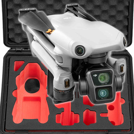 TomCase Drone Case "Travel Edition" for DJI Air 3S Fly More Combo, Standard or DJI RC 2 Controller, Battery Charging in the Case, Waterproof Outdoor Case - Made in Germany (Black/Red-Black)