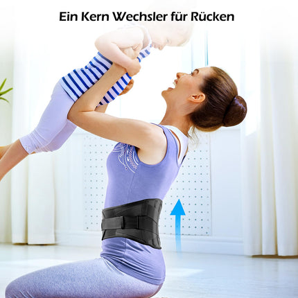 FREETOO Back Brace for Men and Women, Breathable Back Support with 5 Stays for Sports, Black, Size M (Waist: 90-105 cm)