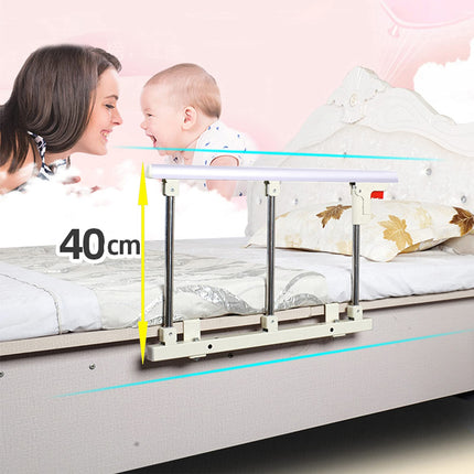 Foldable Bed Rail Safety Side Guard for Elderly, Adult Assist Handle Guard Rail, Handicap Bed Railing, Hospital Metal Handle Bumper, Fall Protection (White)