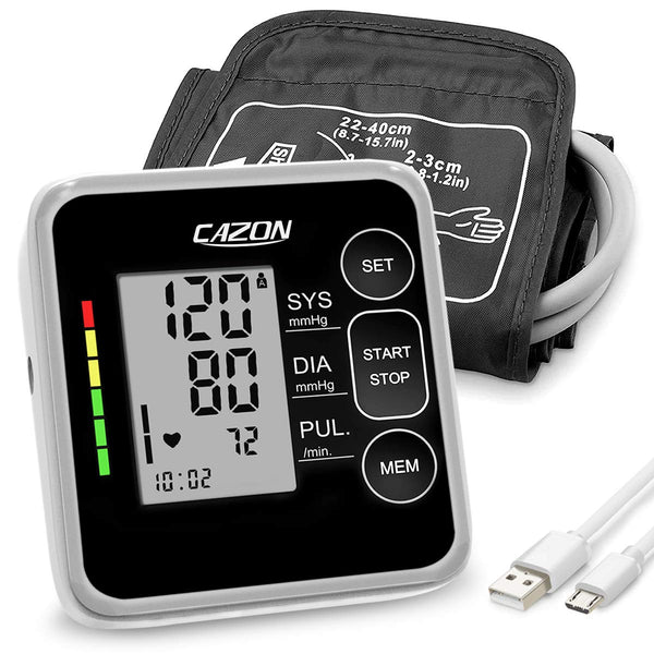 CAZON Blood Pressure Monitors Upper Arm Digital Fully Automatic Blood Pressure Monitor Pulse Measurement Blood Pressure Measurement Large with Large Cuff 2x120 Dual-User Black