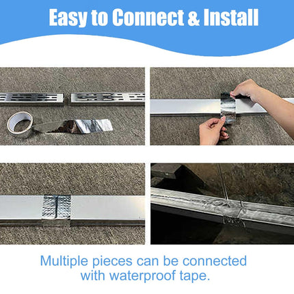 Vibeo Drainage Channel Narrow Gutter Drain Made of 304 Stainless Steel, Linear Gutter Screens for Yard, Garden, Courtyard, Patio, Trench Drainage with Removable Grate (W 4 cm x H 4 cm (1 5/8" x 1 5/8"))