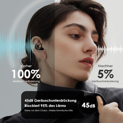 Earplugs for Sleeping, Noise-Cancelling Silicone Earplugs, 45 dB, Soft and Reusable, Hearing Protection with 8 Earpieces in 4 Sizes (XS, S, M, L) (Black, 4 Sizes (1 Set))