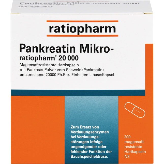 PANCREATIN Micro-ratio.20,000 gastric juice hard caps. 200 pieces