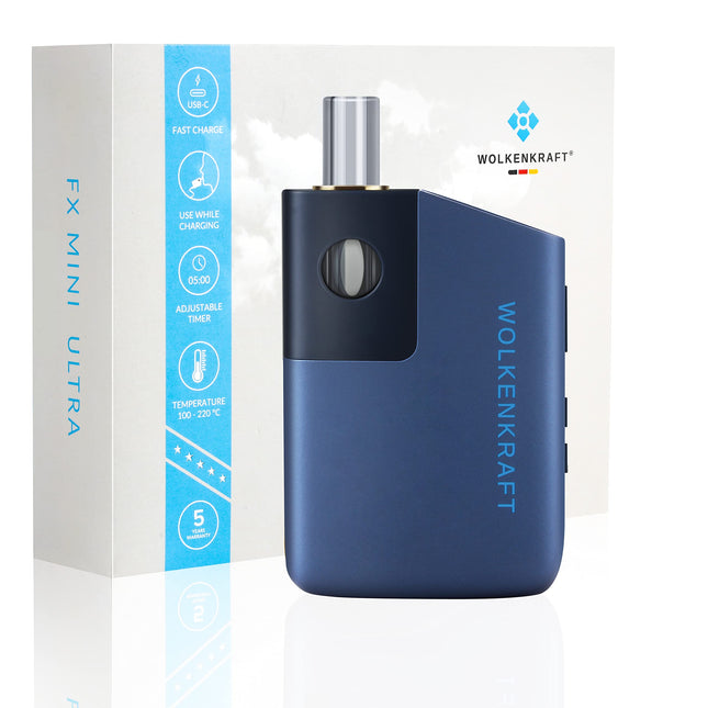WOLKENKRAFT FX MINI ULTRA Premium Vaporizer - USB-C | Magnetic Slide-In Mouthpiece | Titanium Chamber | Temperature 100-220 °C | Operating Timer 3-5 Min. | 100% Convection *Night Blue*