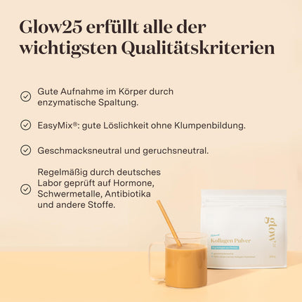 Glow25® Marine Collagen Powder [300g] - Fish Collagen Hydrolysate - Peptides Type 1 and 3 - Good Solubility - Neutral