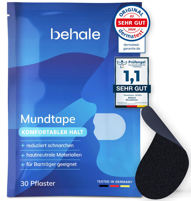 Behale - 30x Mouth Tapes Against Snoring - Mouth Tape for Sleeping I Anti Snoring Support I Snoring Stopper with Strength for Bearded Men I Mouth Tape for Sleeping