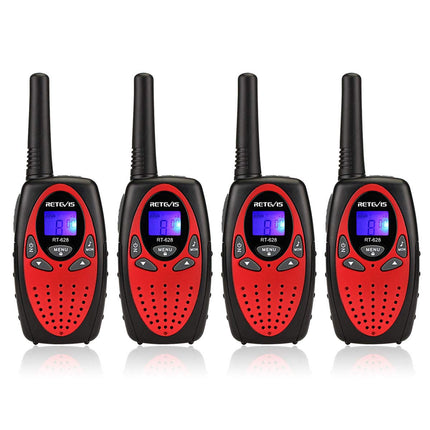 Retevis RT628 Walkie Talkie Set of 4, Children's Radio Long Range, Easter Gifts for Children, Toys for Ages 3-12, Gifts for Birthdays, Holidays, Camping, Adventures (2 Pairs, Red)