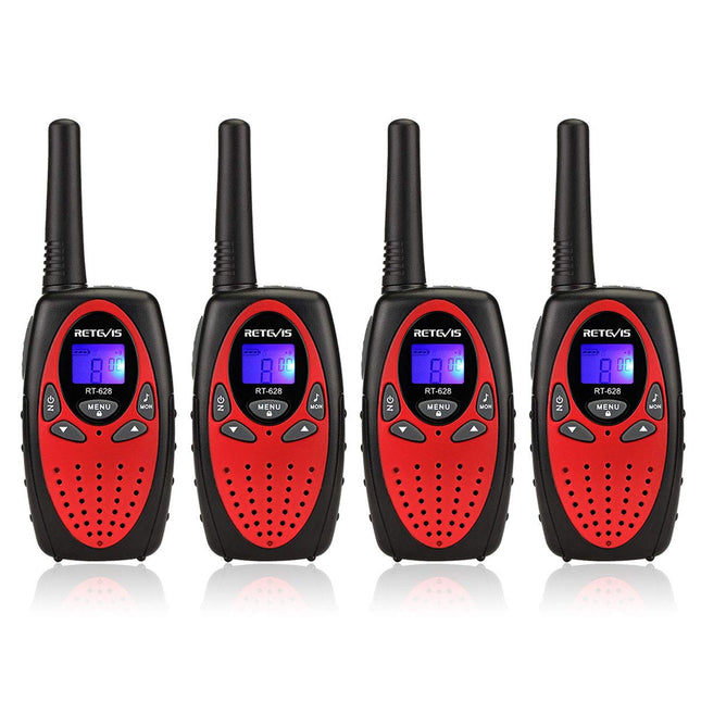 Retevis RT628 Walkie Talkie Set of 4, Children's Radio Long Range, Easter Gifts for Children, Toys for Ages 3-12, Gifts for Birthdays, Holidays, Camping, Adventures (2 Pairs, Red)