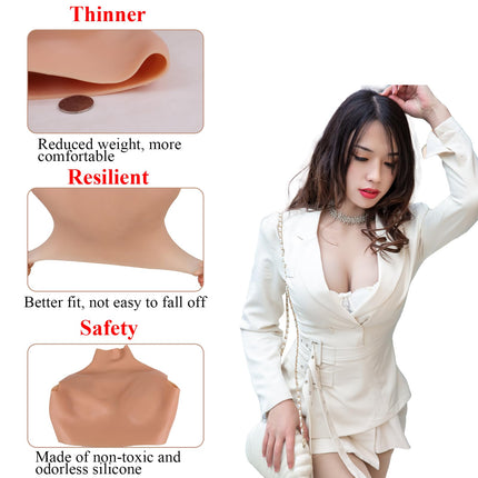 CRRCLSY Silicone Breast Forms Realistic Fake Breasts Breastplate False Boobs for Cosplay Crossdresser Drag Queen (Cream, B Cup Silicone Filler) (Cream, C Cup Silicone Filler)