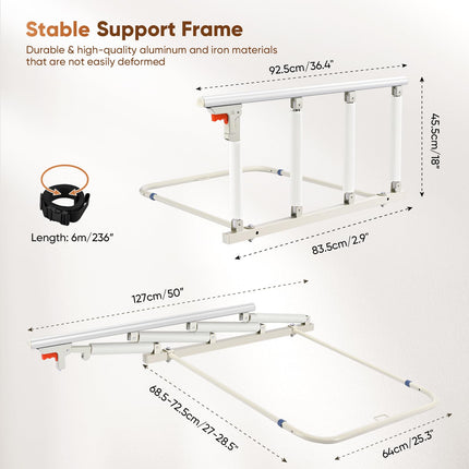 Brolteja Bed Rail for Adults, Folding Safety Gate for Elderly, Safety Bed Rail, Fall Protection, for Elderly People with Disabilities (92 x 45 cm)