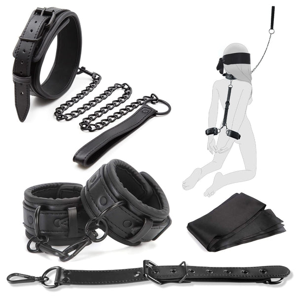 5 in 1 Bondage Restraints Sex Set, BDSM Toys with Collar Handcuffs Sex Bed, Blindfold, Bondage Set Restraints Women, Erotic BDSM Toys Hard, SM Sex Toys for Couples Extreme Sex