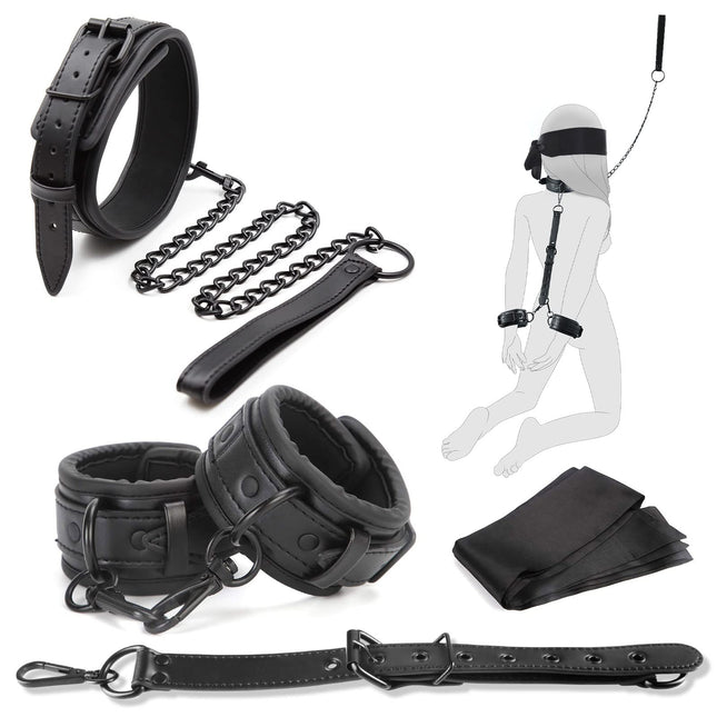 5 in 1 Bondage Restraints Sex Set, BDSM Toys with Collar Handcuffs Sex Bed, Blindfold, Bondage Set Restraints Women, Erotic BDSM Toys Hard, SM Sex Toys for Couples Extreme Sex