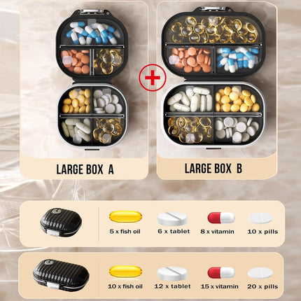 Ptyism 2 Pack Pill Box for On the Go (Large + Small) 7-day Pill Box for On the Go, Travel Pill Box, Pill Organizer Travel for Travel and Daily Use, etc.