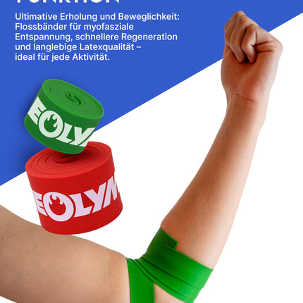 NEOLYMP Flossing Band Set – 2 fitness bands made of 100% natural latex – Perfect for physiotherapy accessories, strength training &amp; regeneration – Water-repellent, tear-resistant – Fitness band including bag