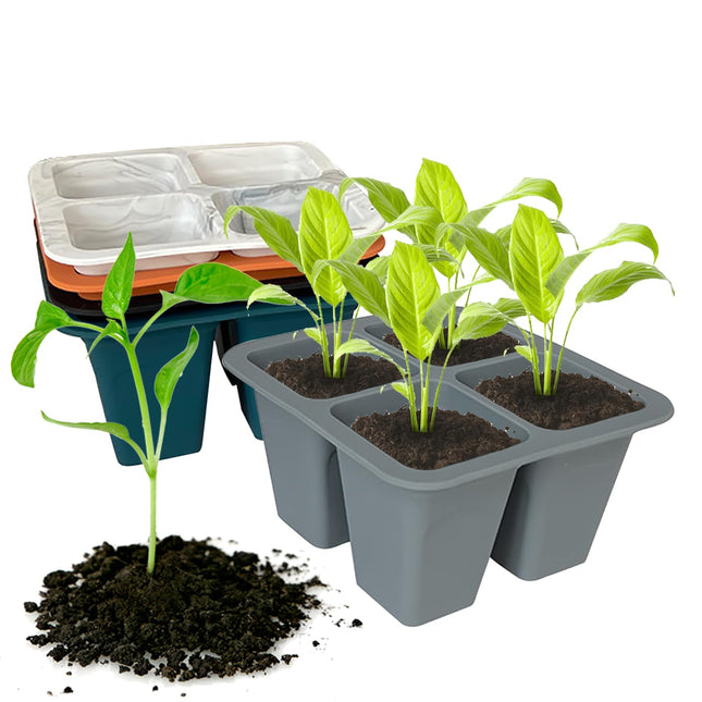 JasCherry 5 Pack Silicone Seedling Starter Trays Reusable, Indoor Greenhouse Propagation Trays, Cell Greenhouse Propagation Set, Mini Propagator for Seedling Plant