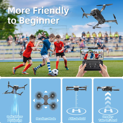 Drone with Camera, HD 1080P Drones with Brushless Motor, Drone with Dual Camera for Kids Drone, RC Quadcopter Drone with 3D Flips, One Key Takeoff/Landing, 2 Batteries