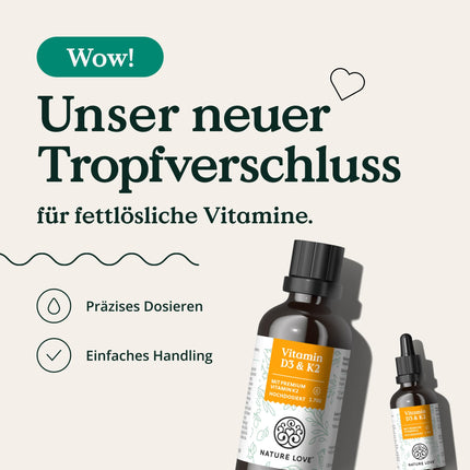Vitamin D3 + K2 (50ml) - Highly bioavailable thanks to original K2VITAL® 99.7% all-trans - laboratory-tested 1000 IU vitamin D3 per drop (1700 drops with vitamin D + vitamin K) - in MCT oil - High dosage