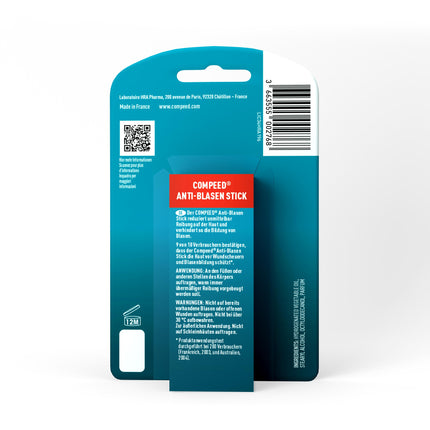 Compeed Anti-Blister Stick - Invisibly protects against blisters and chafing - Instantly reduces friction on the skin, 1 stick (8 ml)