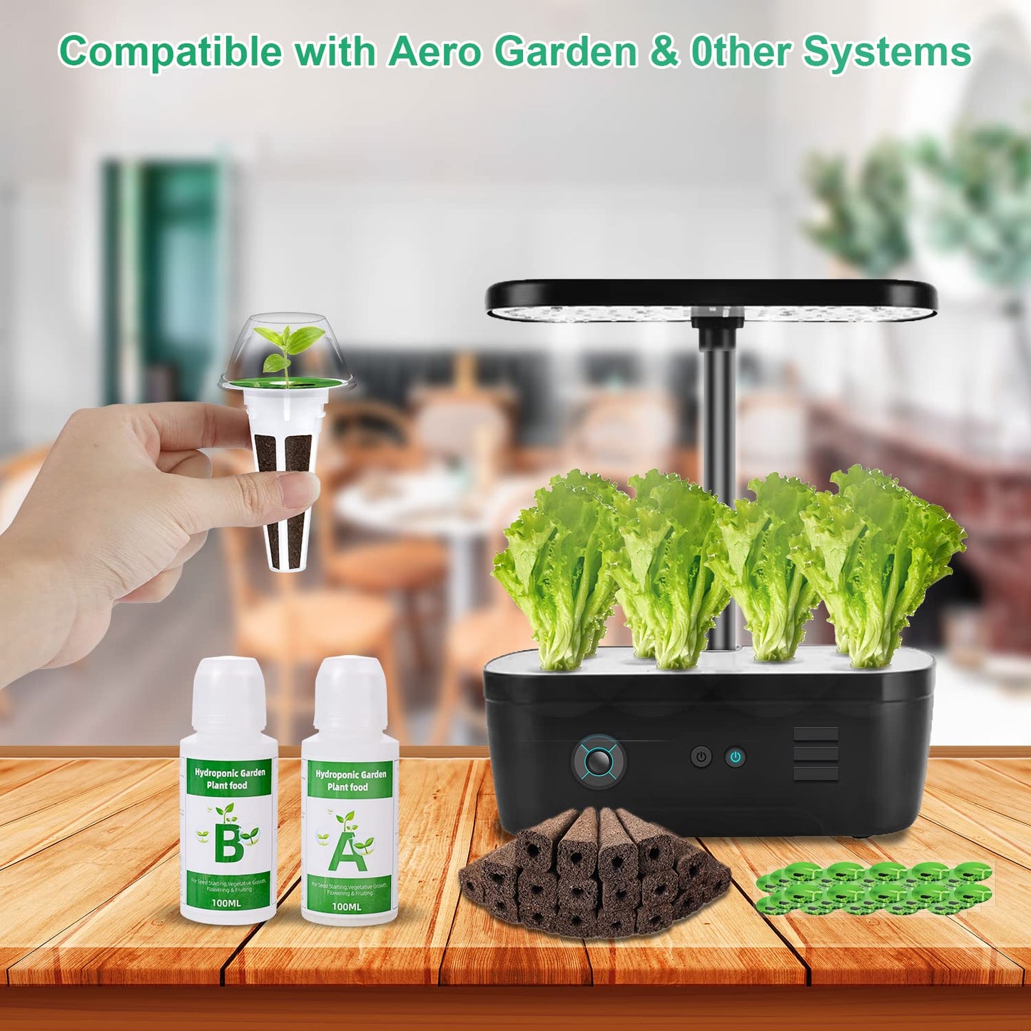 122 Stück Seed Pod Kit, Hydrokultur Zubehör für Hydroponisches Anbausystem, Anzuchtset Pflanzen mit 30 Zuchtschwämmen, 30 Zuchtkörben, 30 Zuchtkuppeln, 2 100-Ml-Pflanzennahrung