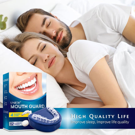 UNIEDI Mouth Guard, Nighttime Teeth Grinding Splint, 2 Sizes, 4 Moldable Mouth Guards for Teeth Grinding, Against Bruxism and Teeth Grinding