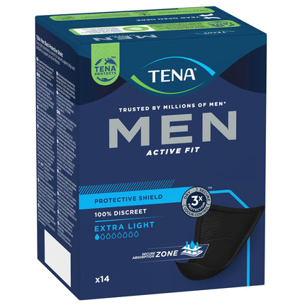 Tena Men Protective Shield Extra Light Incontinence Pads, 1 x 14 pieces