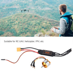 RC Motor ESC Brushless, 2212 1000KV Motor 40A Brushless ESC Set for RC Drone Helicopter FPV Model