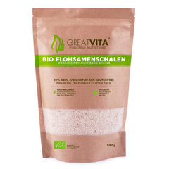 GreatVita Organic Psyllium Husks, 99% Pure, 500g Indian Psyllium Husks, High in Fiber, Powder