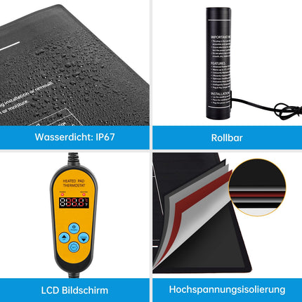 WADEO Plant Heating Mat 52 x 25 cm, Seedling Heating Mat with Thermostat 5°C to 45°C, Greenhouse Heating Mat Waterproof, Warmer Bed Mat for Seedling Germination