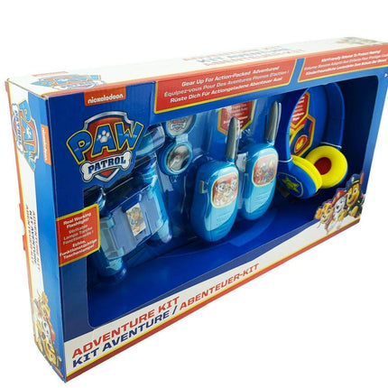 ekids Paw Patrol Adventure and Music Gift Set. Volume-friendly headphones, push-to-talk walkie-talkies, compass, flashlight, and binoculars