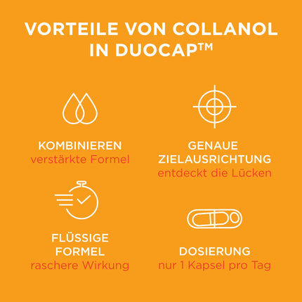 Collanol – Innovation in Joint Care. Liquid formula in a double capsule. 3D collagen + micellar extract of turmeric roots. 1 capsule/day. Laboratory-tested.